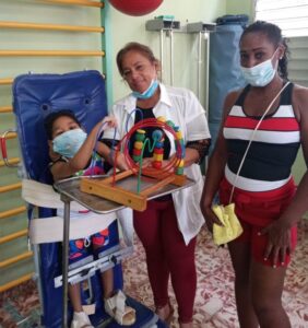a multifunctional standing frame in Guantánamo, a device for children with cerebral palsy.