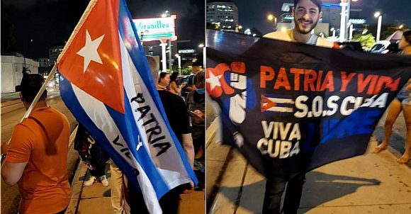 La "gran" manifestación en Miami en apoyo a los sucesos de Caimanera. Foto: Tomada de las redes sociales