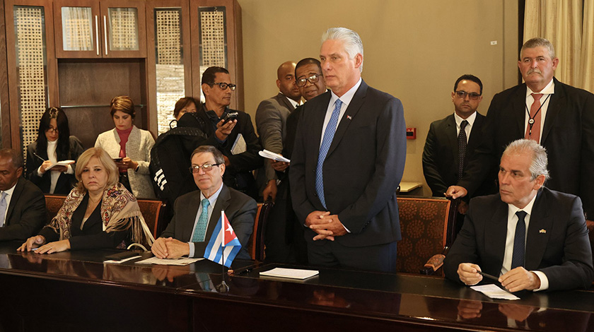 Díaz-Canel intercambió en Sudáfrica con líderes de Alianza Tripartita