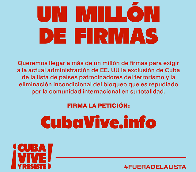 Se intensifica campaña de un millón de firmas contra el bloqueo estadounidense a Cuba