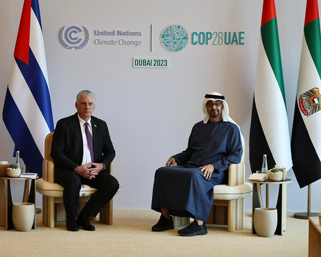 Recibe presidente de Emiratos Árabes Unidos a Díaz-Canel
